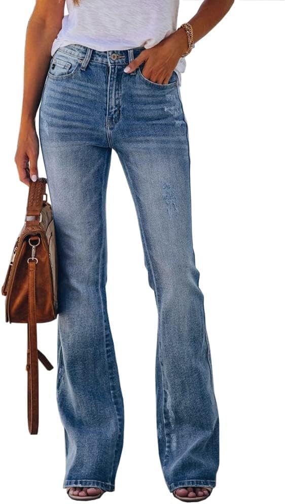 Flare Jeans High Waisted Stretch Baggy Trendy Boyfriend Bootcut Denim Pants