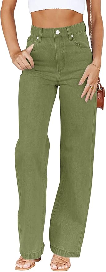 High Waisted Jeans Boyfriend Baggy Straight Leg Casual Denim Pants with Pockets