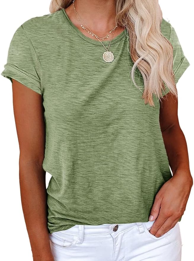 Short Sleeve Shirts Crewneck Loose Casual Summer Basic Tees Tops