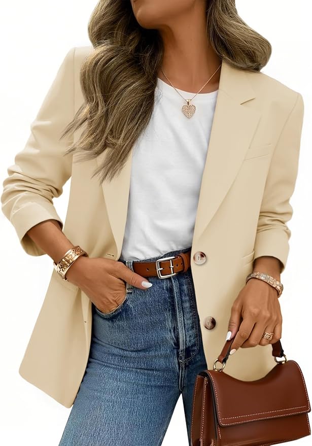 Business Casual Blazers Long Sleeve Button Down Work Suit Jackets Lapel Collared Lightweight Blazer