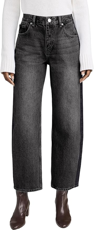 Wide Leg Jeans Casual Loose High Waisted Color Block Vintage Baggy Denim Pants