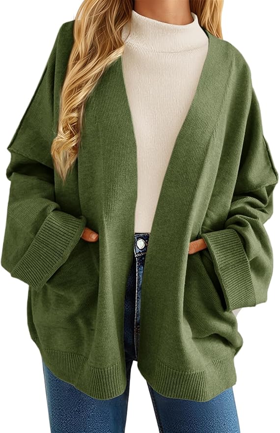 Oversized Cardigans Long Sleeve Open Front Shawl Sweaters Knit Fall Outerwear with Pockets